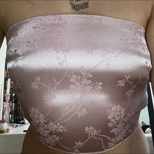 Cute silk pink strapless top